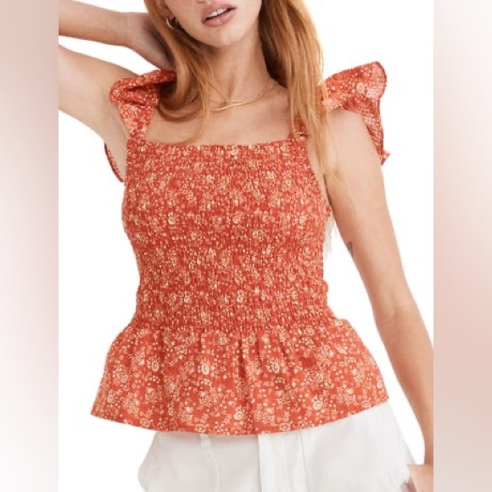 Madewell Lucie Floral Smocked Peplum Top - NEW!